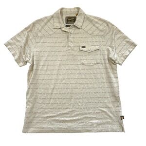 Howler Bros Polo Shirt Size Large Men's "Original Ranchero Polo" Brown Striped